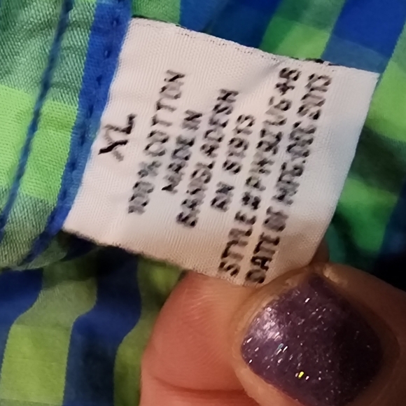 PD&C Mens Green and Blue Checkered Button Down Shirt - Picture 4 of 8